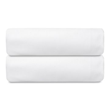 Простыня на резинке из плотного сатина белого цвета из коллекции essential, 180х200х30 см
