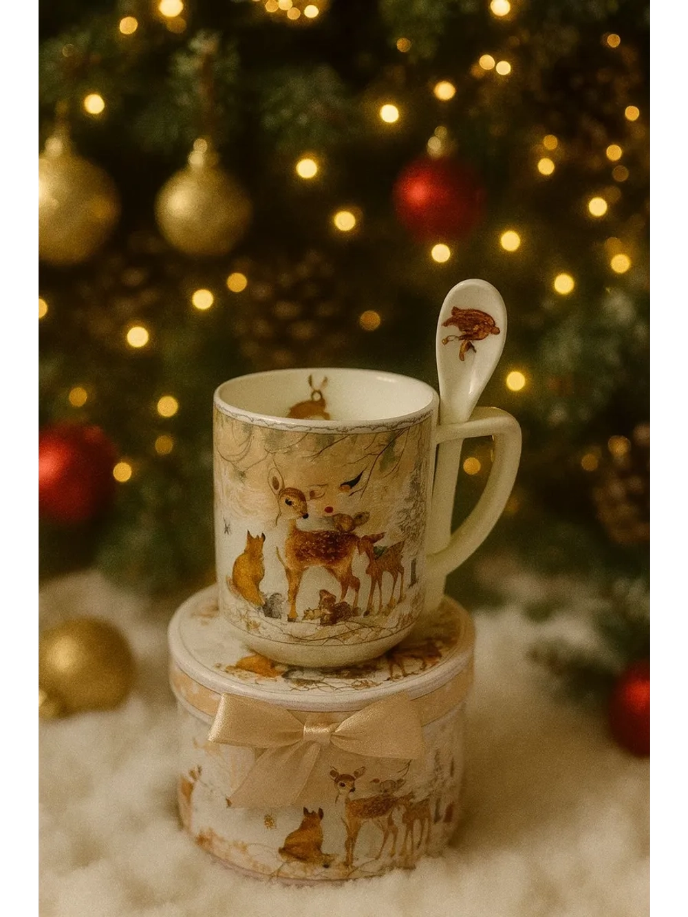 Новогодний подарочный кружка с ложкой