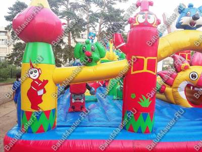 Недорогой батут "Синий дракон" 10*7*3.5 м