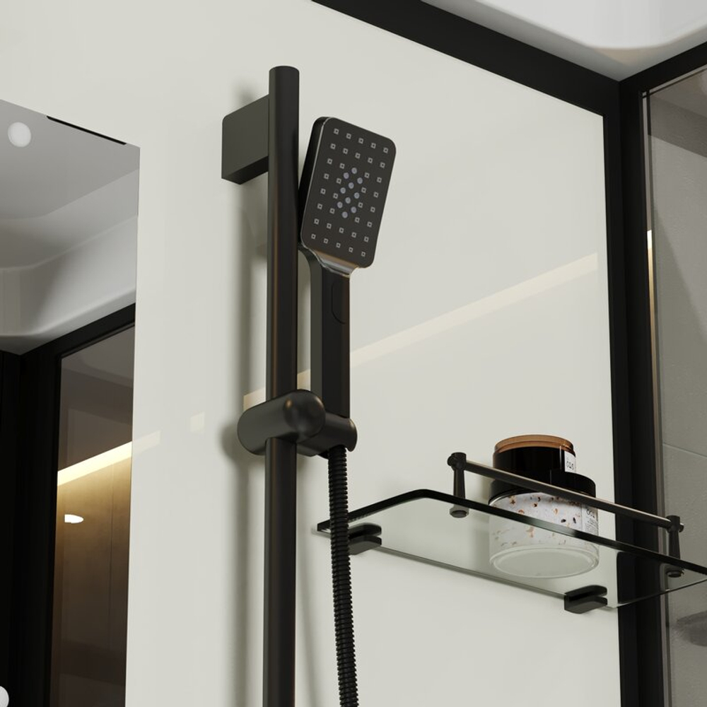 Душевая кабина Niagara Standart ST90/15Q/BL (90х90х215) квадрат,поддон 15см,распашная,проф.черный,3 места