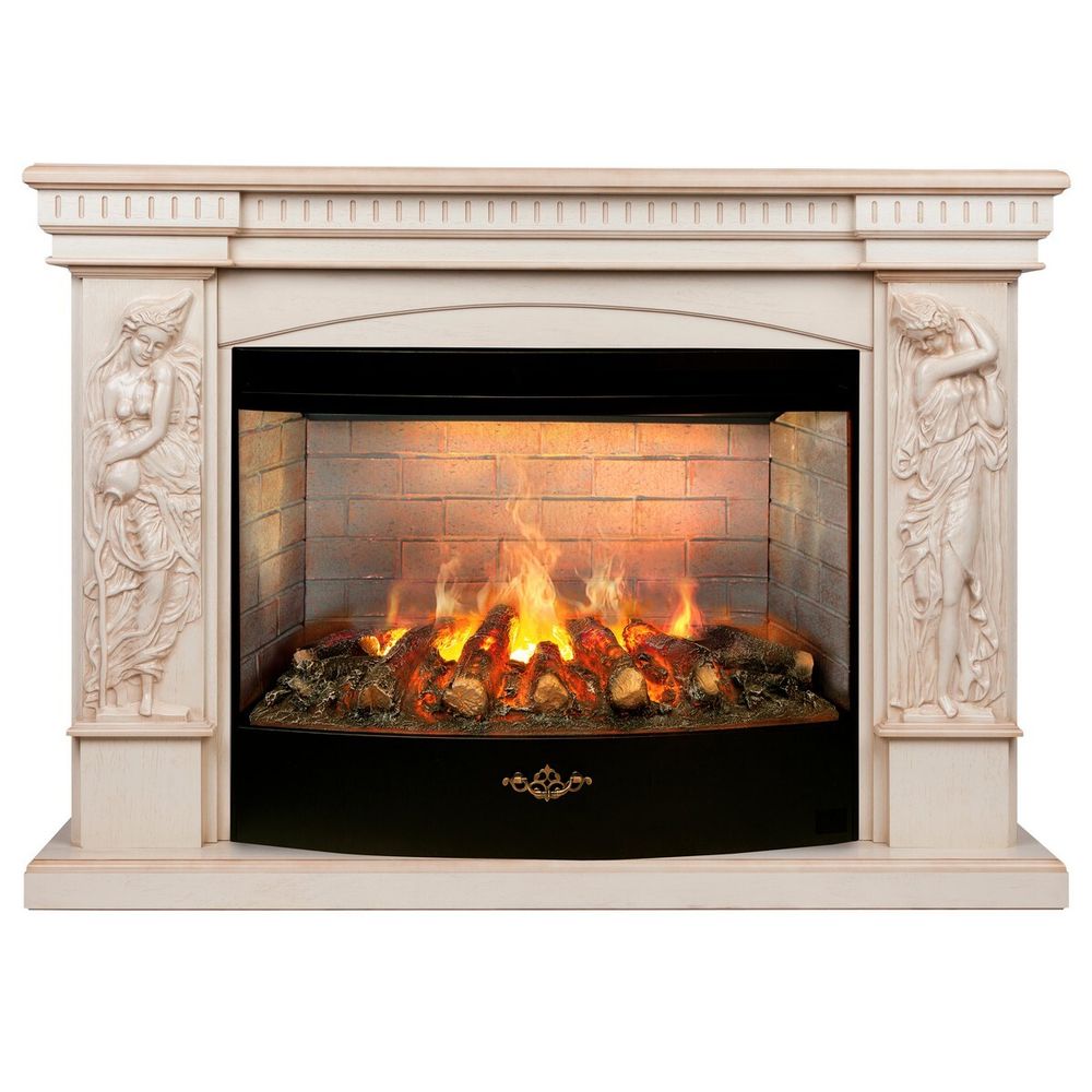 Электрокамин RealFlame Diva 33 WT белый дуб с бронзовой патиной с очагом 3D Firestar 33
