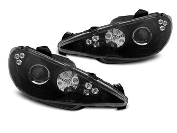 Фары передние Peugeot 206 02-ANGEL EYES BLACK LED