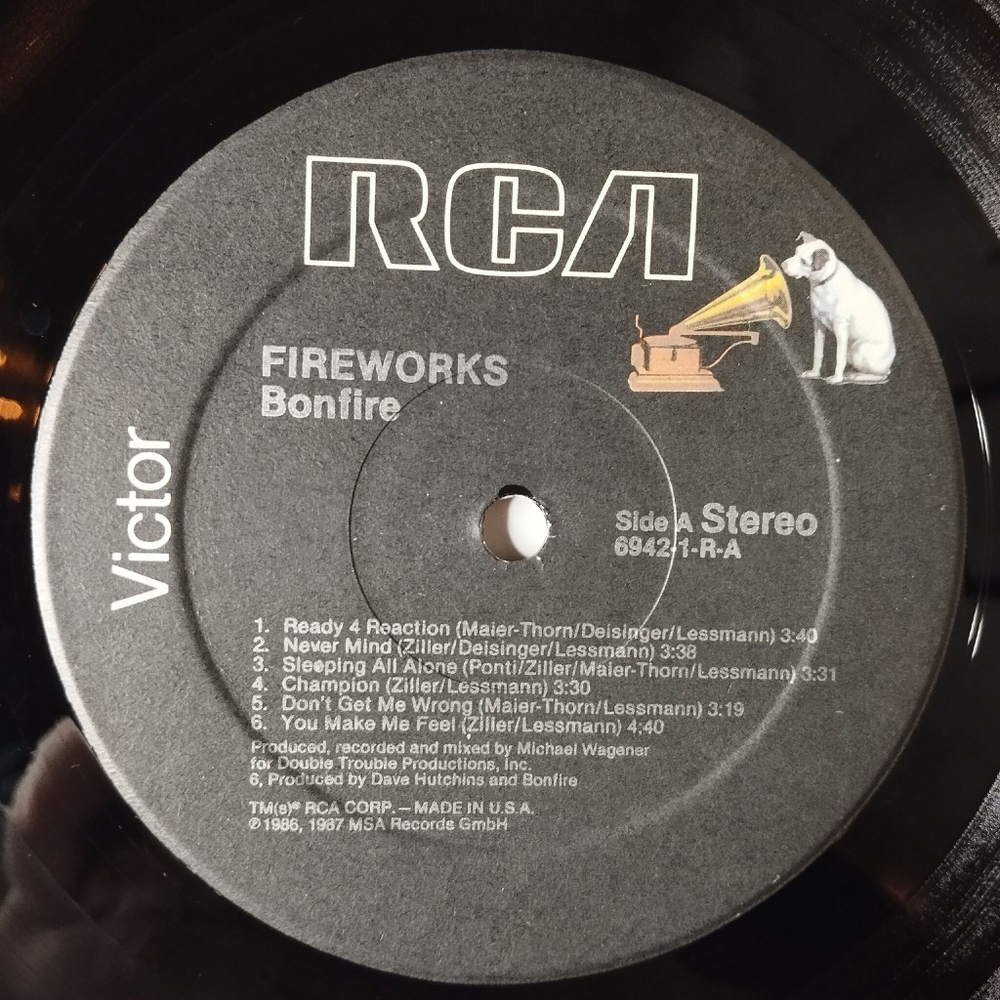 Винтажная виниловая пластинка LP Bonfire Fireworks (USA 1988)