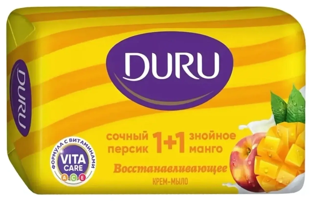 Мыло туалетное DURU Cream Персик-Манго 1+1 80 г.