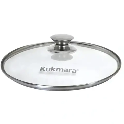 Крышка стеклянная 180мм, с ободом и ручкой из нерж.стали, деколь серая