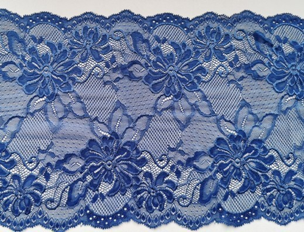 Эластичное кружево, ОПТ, синий, 22 см (Артикул: EK-1030), м
