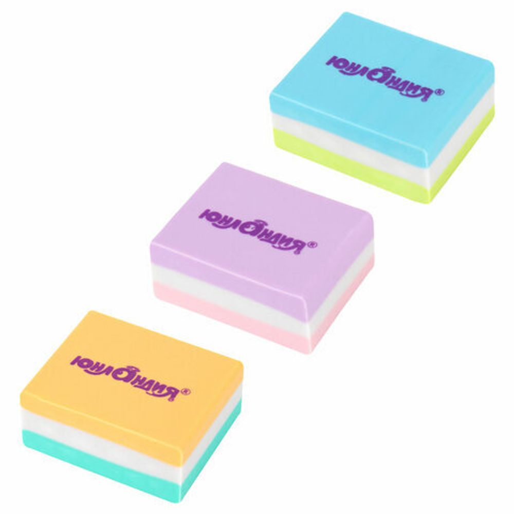 Ластик ЮНЛАНДИЯ "Square", 30х24х13 мм, прямоугольный, пастельные цвета ассорти, 272673