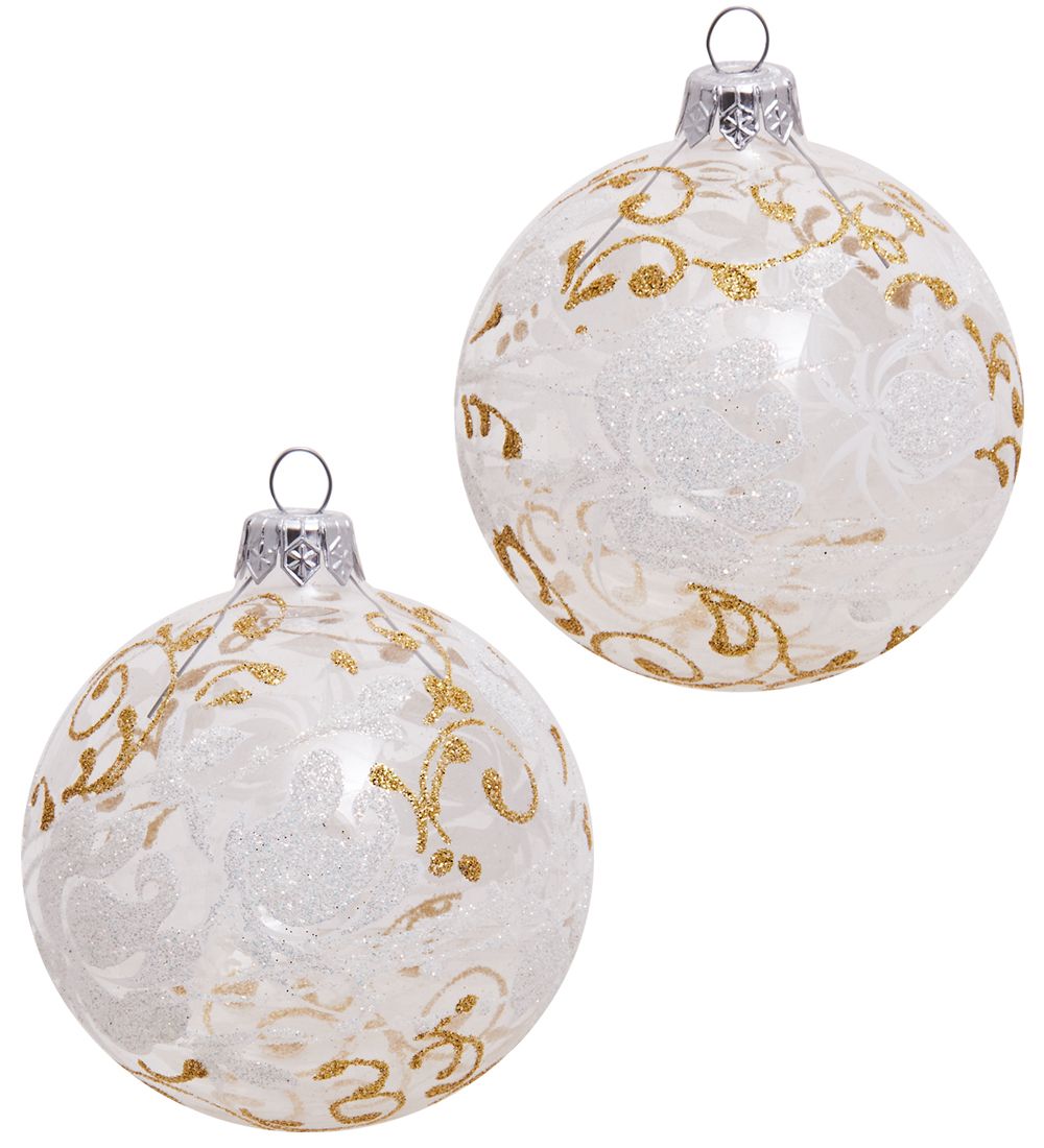 Элита НФШ-1437 Набор ел.украшений Шар 2шт «Белая роза» 80 мм