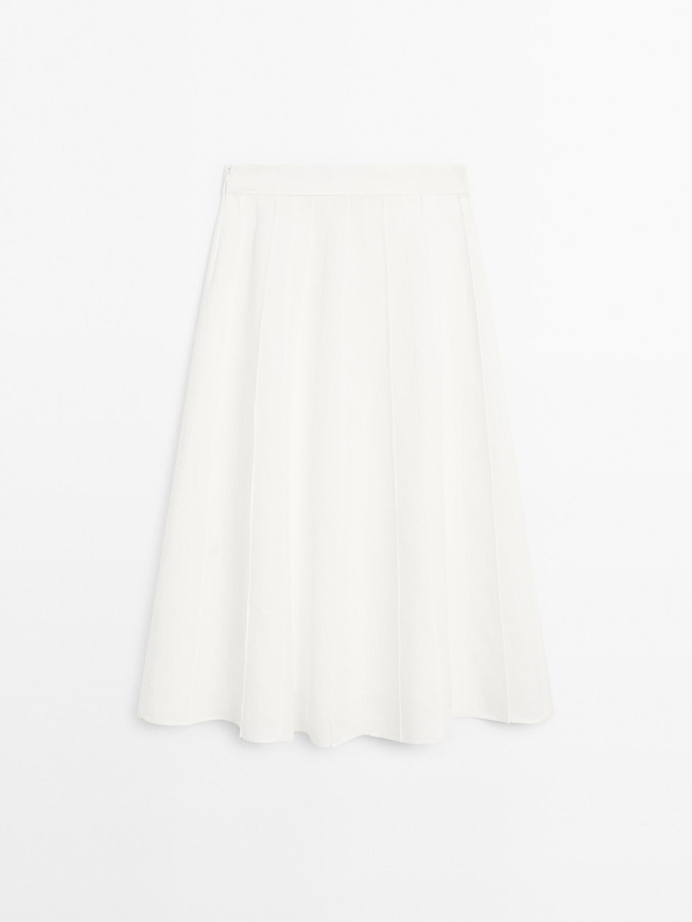 Massimo Dutti Расклешенная юбка миди с декоративными швами, кремовый