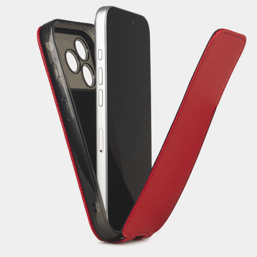 Чехол для iPhone 17 Pro Max - кожа теленка сафьяно, красный