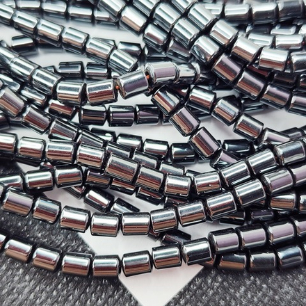 Гематит трубочки, цилиндры, бусины гематин, р-р 4×5мм, цена за нить 19см