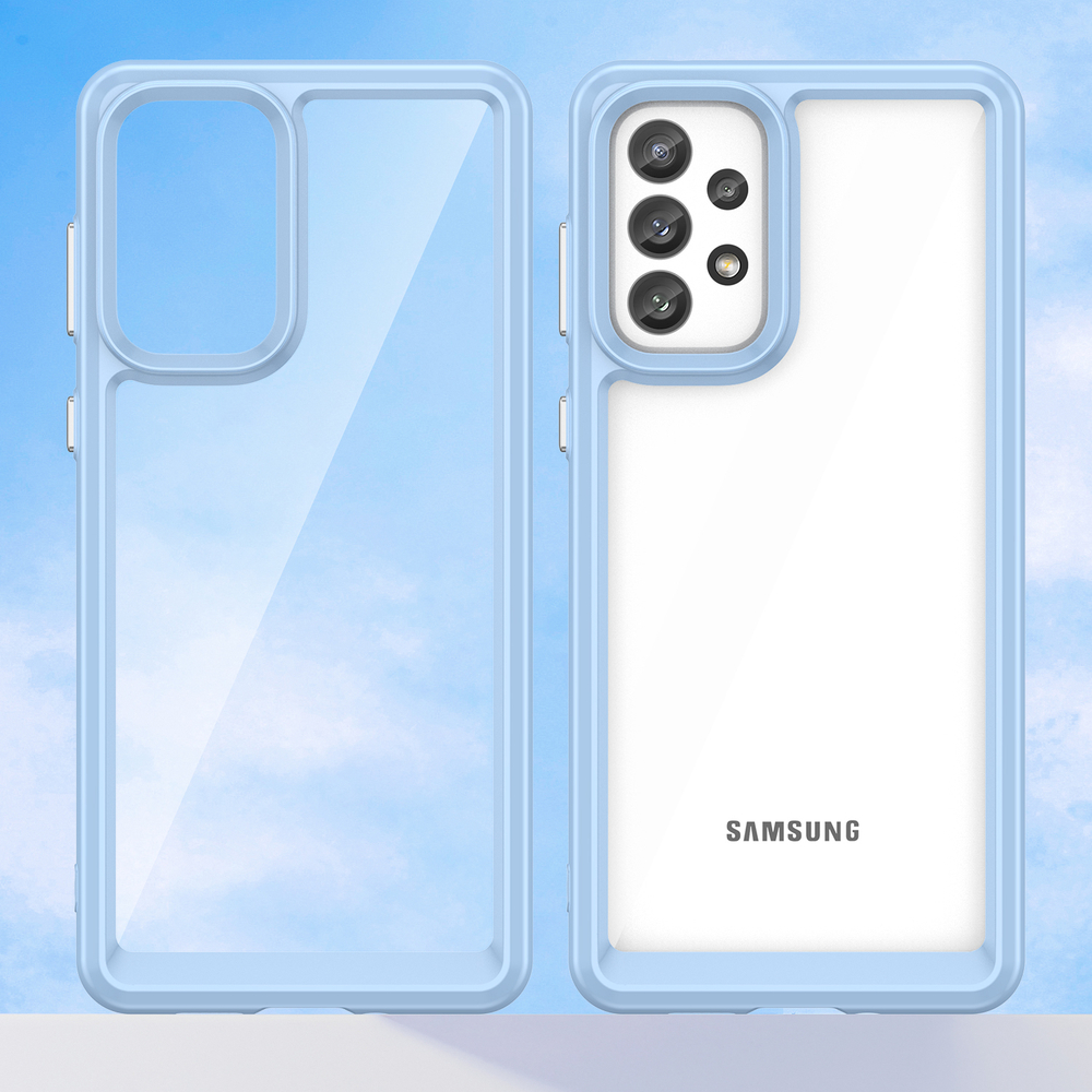 Двухкомпонентный чехол с синими рамками для Samsung Galaxy A73 5G с 2022 года, мягкий отклик кнопок