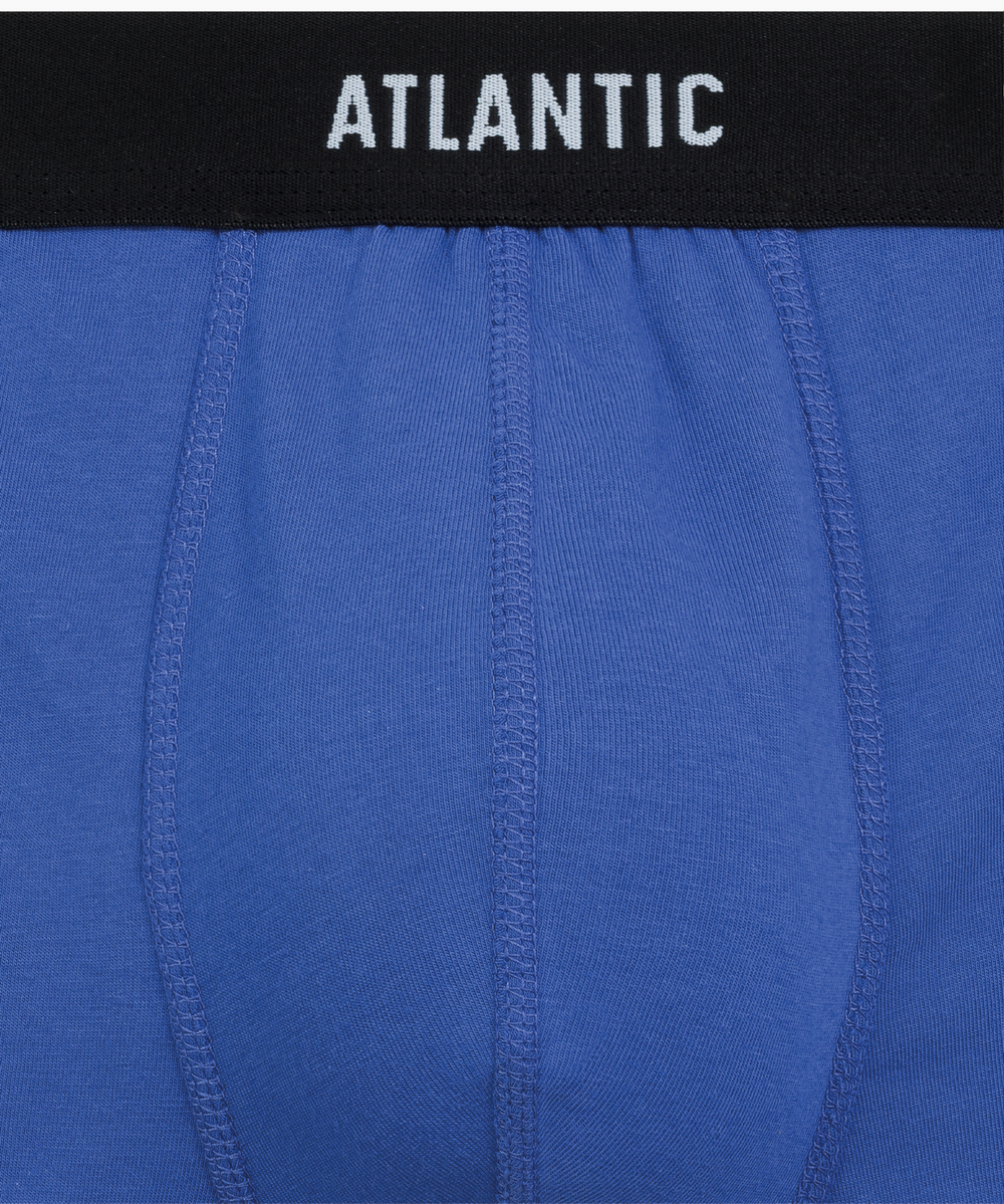 Мужские трусы шорты Atlantic, набор из 3 шт., хлопок, черные + голубые + черные, 3MH-229