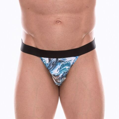 Мужские трусы-танга с принтом в виде китов (Размер: S) (Цвет: голубой)