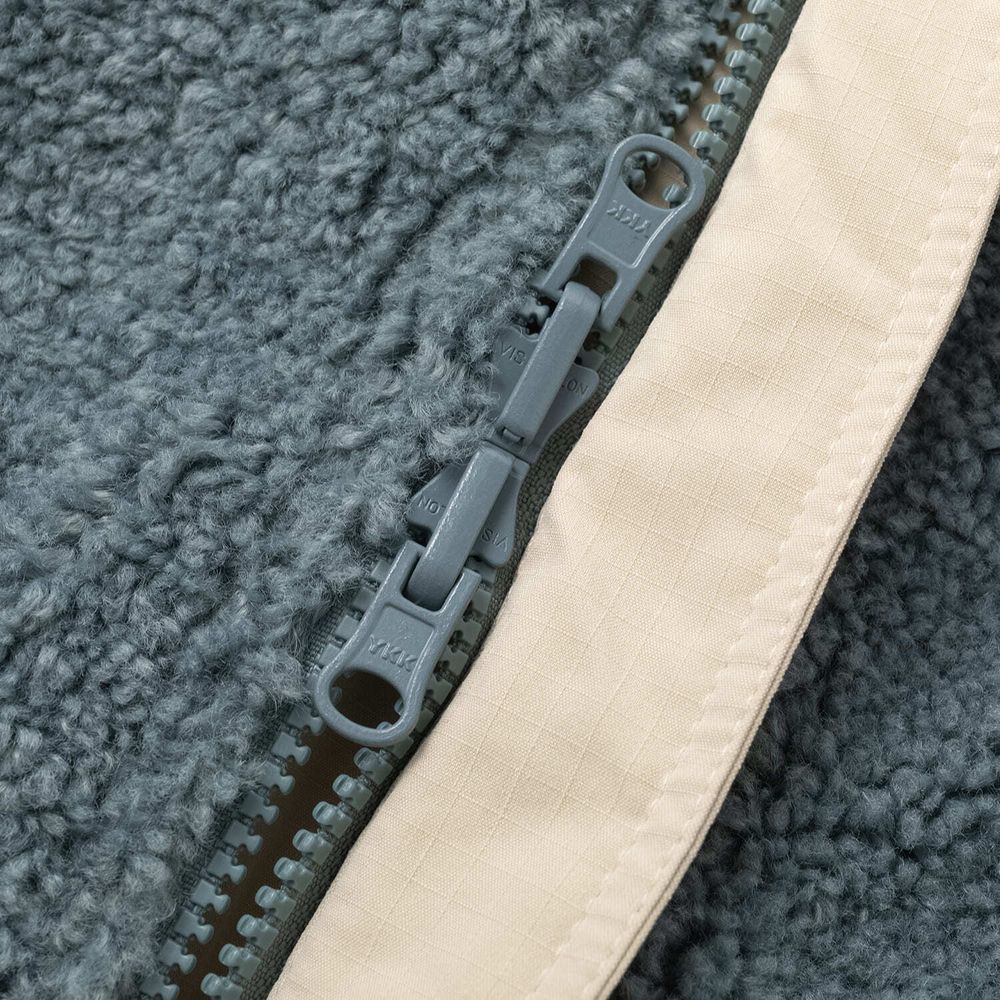 Куртка Ymkashix двухсторонняя Ride Puff бежевая / пыльно-синяя