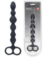 Черная анальная цепочка Beaded Silicone Anal Probe with Double Loop - 24 см. (Цвет: черный)