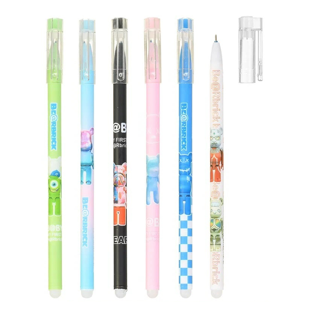 Ручка гелевая, пиши-стирай, Basir, синие чернила, серия "BEAR", корпус с рисунком, 12 шт