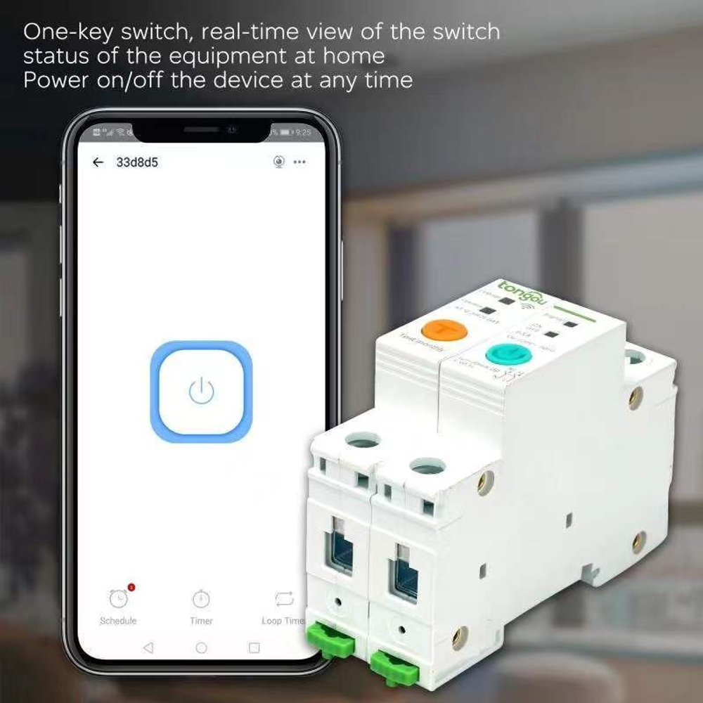 Умный WiFI выключатель (реле) Tongou на DIN-рейку 1P+N 16A с защитой от утечки тока ( Работает с Алисой, eWelink)