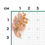 Брошь «Мимоза»  из красного золота с эмалью