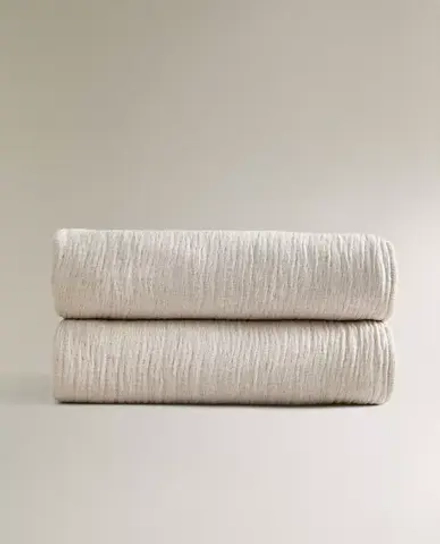 ZARA HOME ПЛЕД ИЗ ХЛОПКА, СИНИЙ