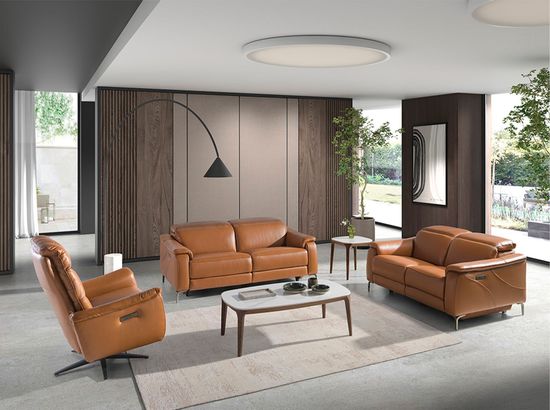 Поворотное кресло-реклайнер 5117/KM-A6010-M567 из коричневой кожи Испания 