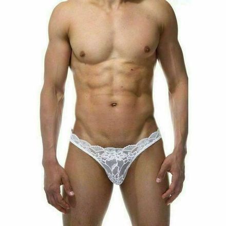 Мужские трусы стринги белые кружевные LaBlinque LB15410