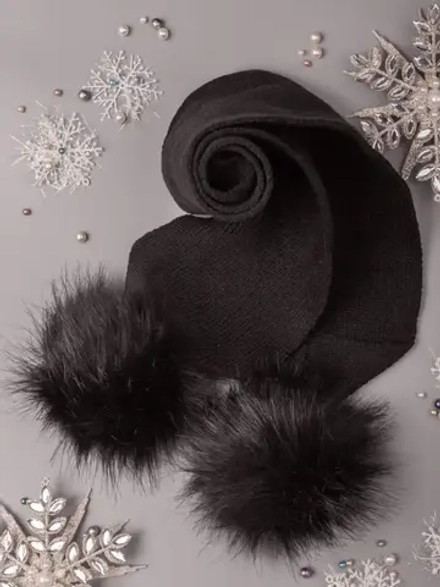 Шарф детский зимний вязаный с помпонами