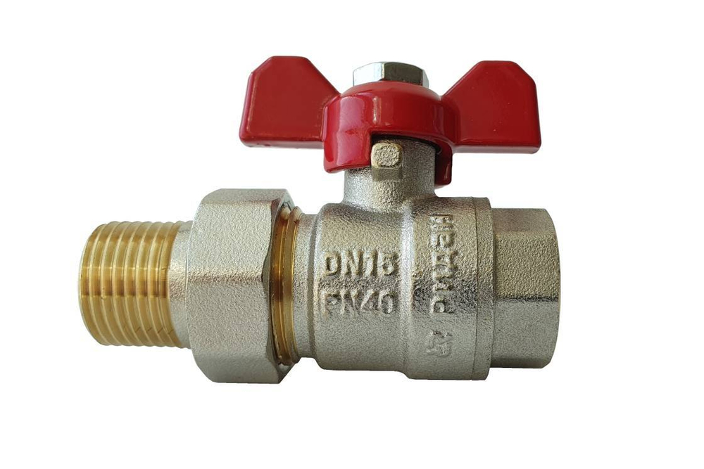 Шаровой кран полнопроходной BVR-FR, (1/2"-1 1/2"), ручка-бабочка, латунь, Ридан