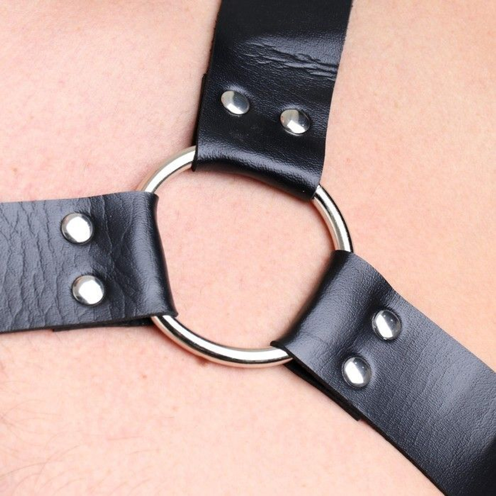 Черная мужская портупея «Оки-Чпоки» с ремнями (Размер: S-M) (Цвет: черный)