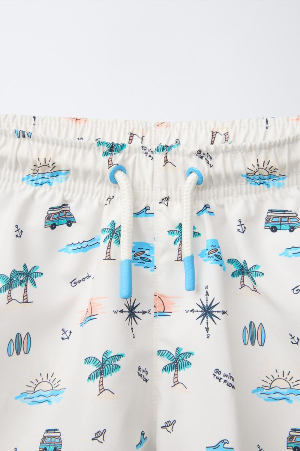 ZARA ПЛАВКИ ИЗ ТКАНИ С ПРИНТОМ, ПЕСОЧНЫЙ