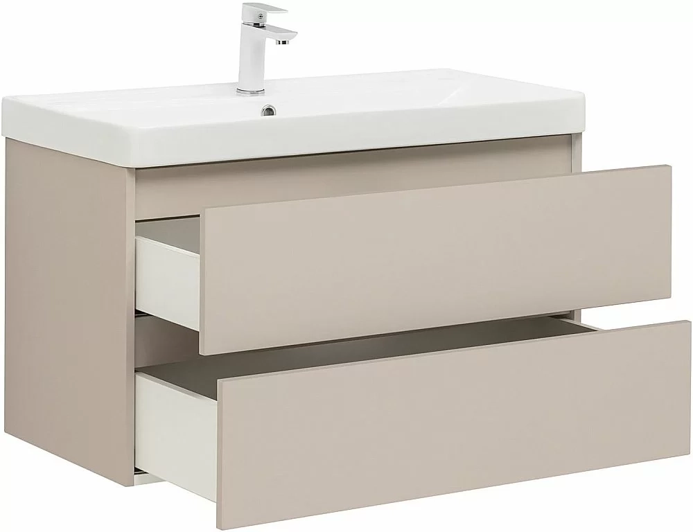 Тумба с раковиной Aquanet Вега 2.0 337944/323883 90 бежевый