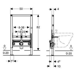 Инсталляция для подвесного биде Geberit Duofix 111.524.00.1 схема
