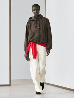 Massimo Dutti Стеганая куртка с высоким воротником, шоколадный