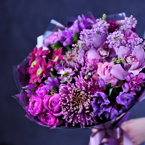 Купить Букет #393 с орхидеями и сиренью