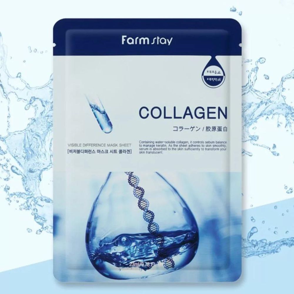 Увлажняющая тканевая маска для лица с коллагеном Farm Stay Visible difference mask sheet collagen, 23 мл