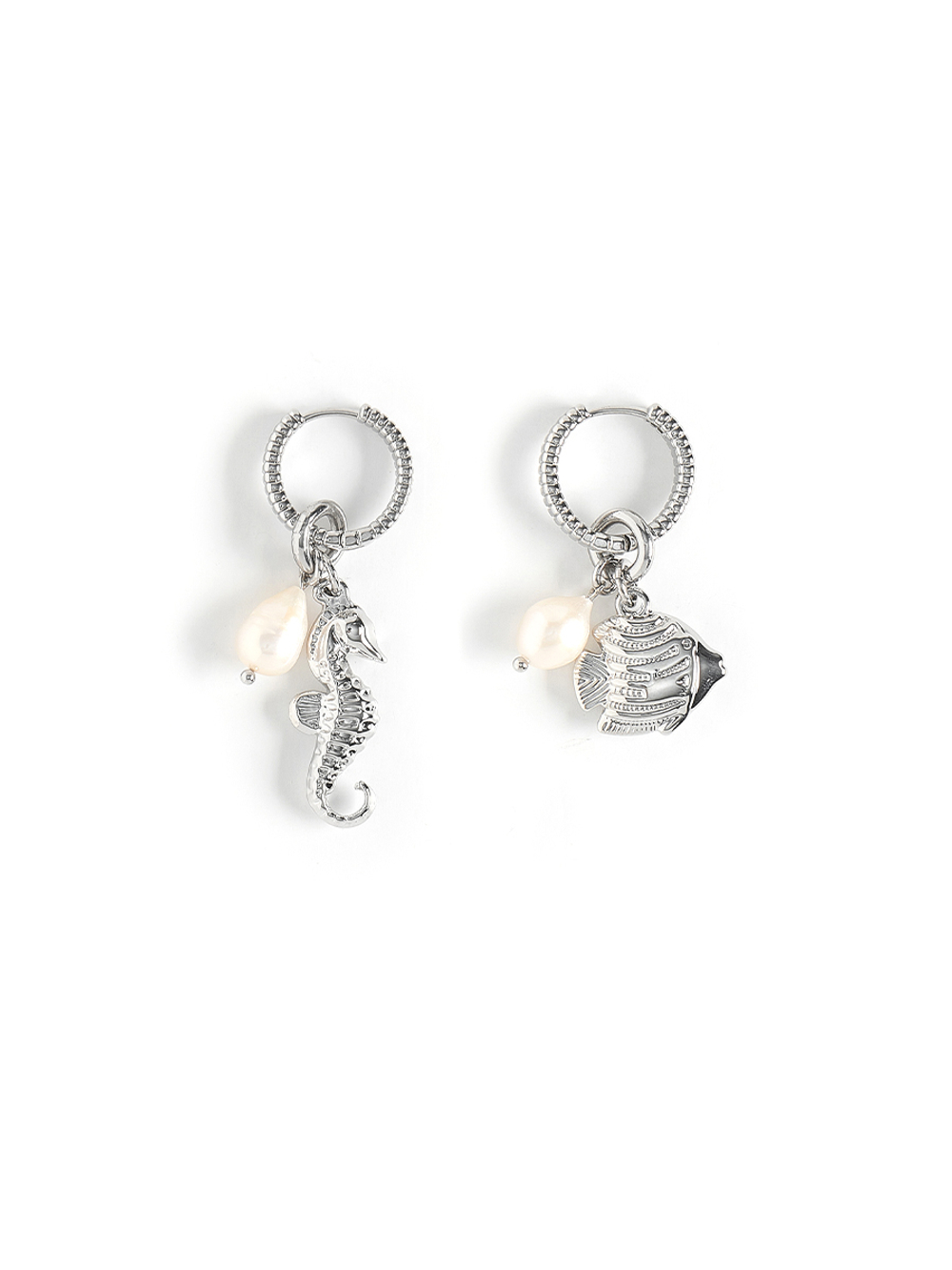 Серьги "Pearl Seahorse Dori" Silver