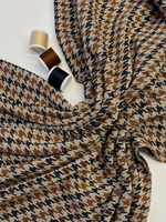 Трикотаж шерсть с п/а, люрексом и эластаном Dondi песочный с сине-коричневым пье-де-пуль