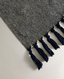 Zara Home - Плед с бахромой, синий, 140x190 см