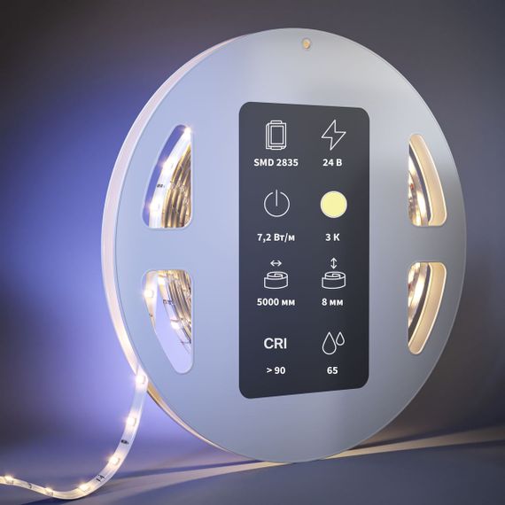 Светодиодная влагозащищенная лента Maytoni 7,2W/m 60LED/m 2835SMD теплый белый 5M 201027