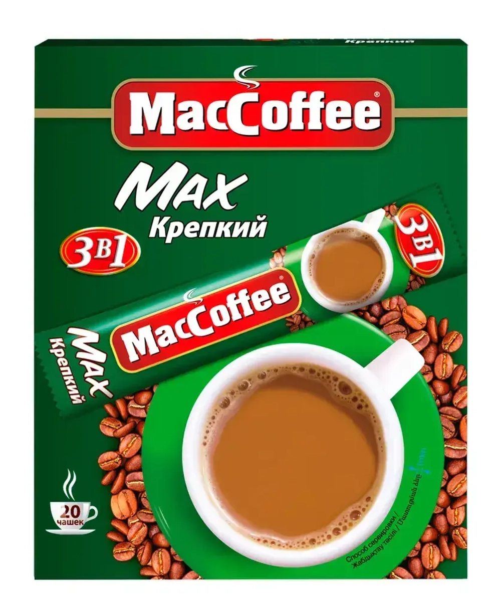 Кофейный напиток MacCoffee Maх, 3 в 1, Крепкий, 20 шт