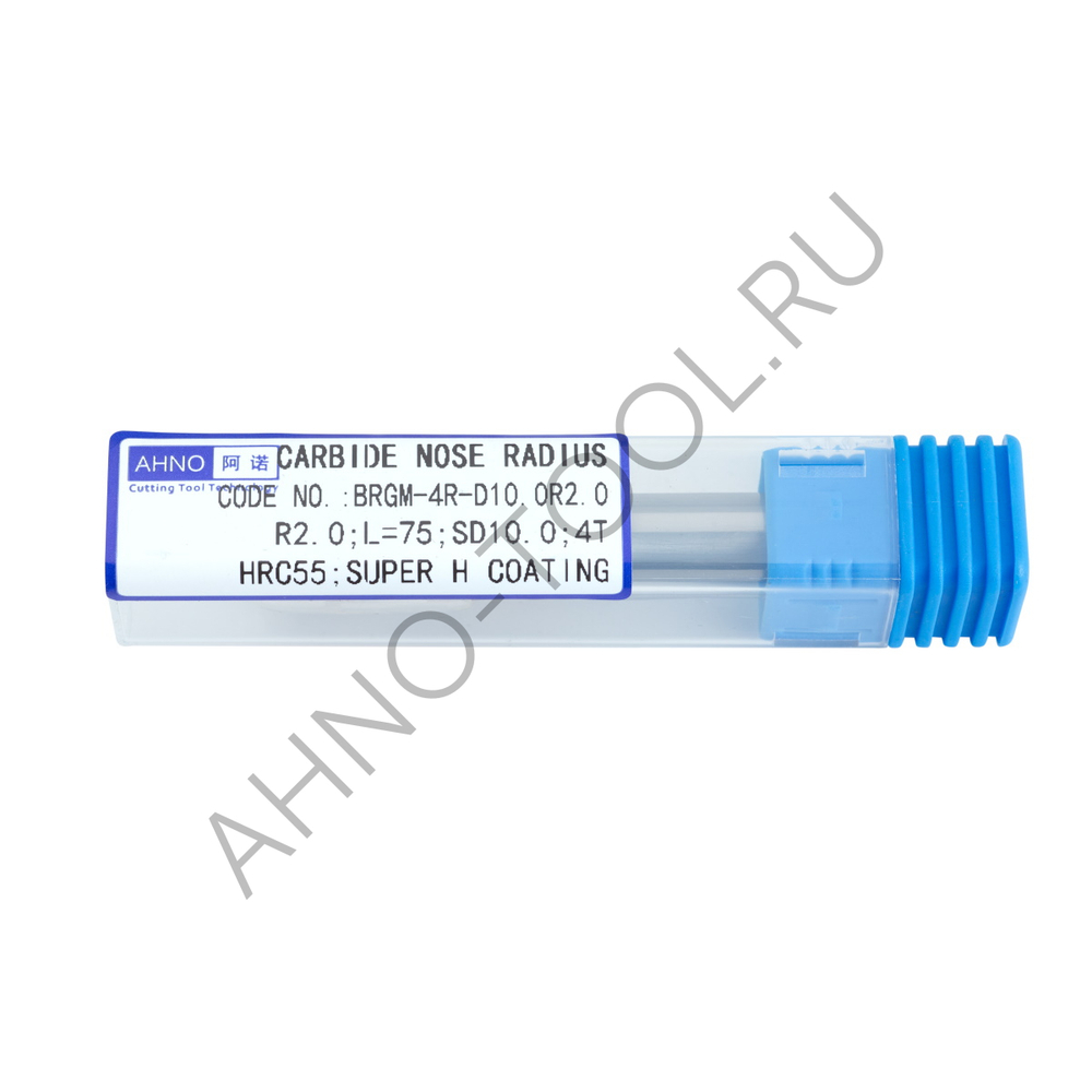 Фреза твердосплавная радиусная  10мм (L=75, l=25, хв=10) Z4 35° по стали, нержавеющей стали, чугуну, с радиусной фаской BRGM-4R-D10.0R2.0 AHNO