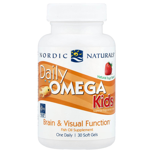 Nordic Naturals, Daily Omega Kids™, омега-кислоты для детей, с натуральным фруктовым вкусом, 30 капсул