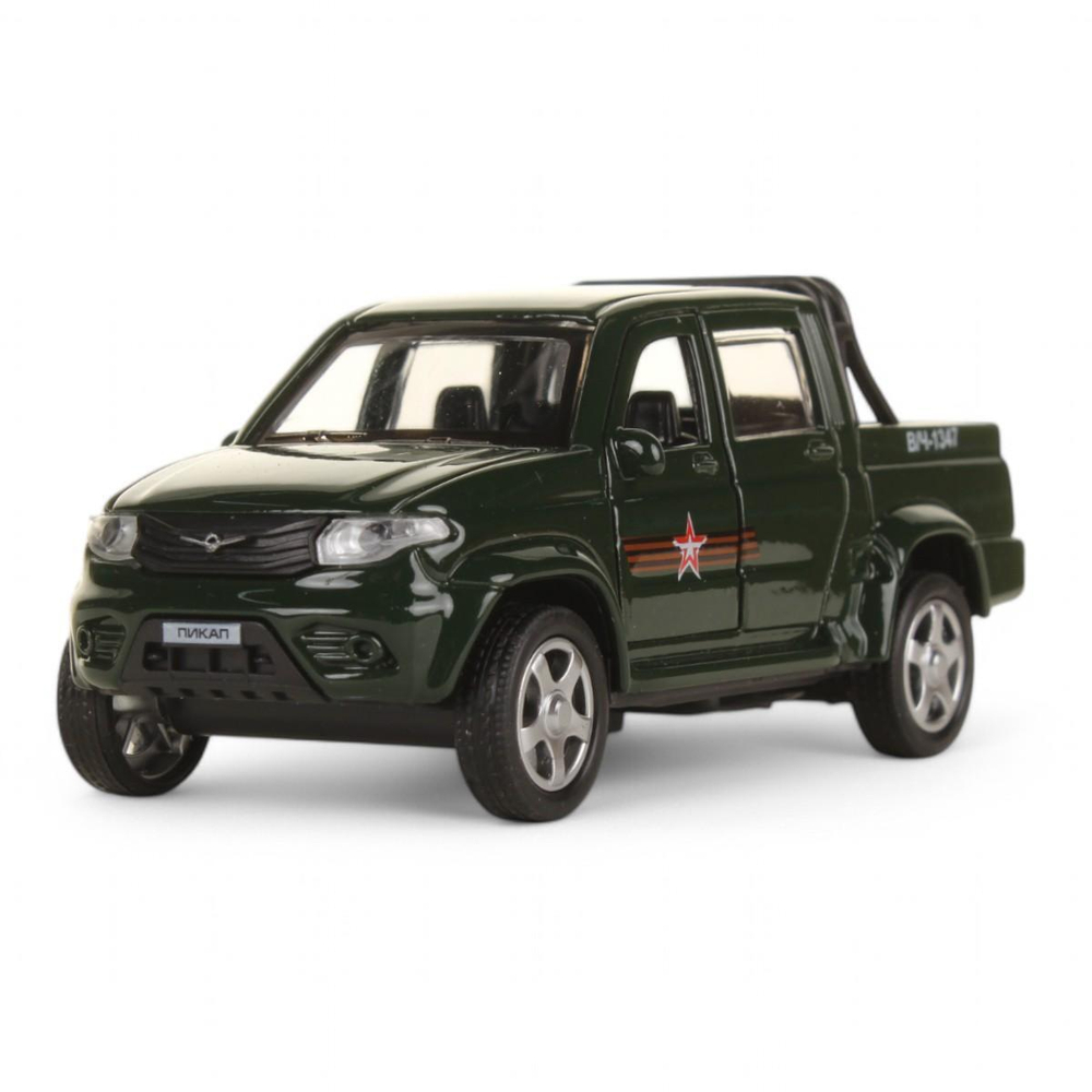 Модель ин. мет. "Uaz pickup. Армия России" 12см, открыв. двери, багаж. (Технопарк)
