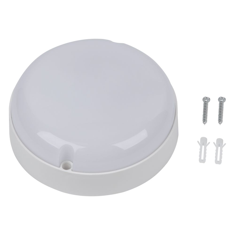 ULW-Q243 12W-4000К-NL SENSOR IP65 WHITE Светильник светодиодный влагозащищенный. с датчиком освещенности и движения. Дежурный-основной режимы. Круг. Белый свет4000K. Диаметр 135мм. Белый. ТМ Volpe