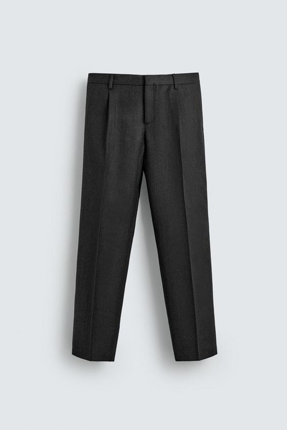 ZARA X AARON LEVINE БРЮКИ ИЗ 100% ШЕРСТИ ТВИНЛ, ТЕМНО-СЕРЫЙ