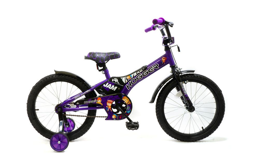 Велосипед 18 HOGGER JAM рама сталь с пластиковым покрытием вилка сталь ручной и ножной тормоз доп. колеса фиолетовый
