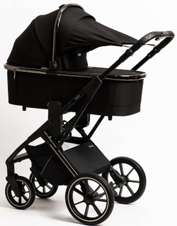 Детская коляска Peppy Tecla 3 в 1 с автокреслом Verona Black Shadow Black Chrome Edition Черный