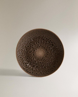 ZARA HOME ДЕСЕРТНАЯ ТАРЕЛКА С РЕЛЬЕФНЫМ УЗОРОМ, СЕРЫЙ