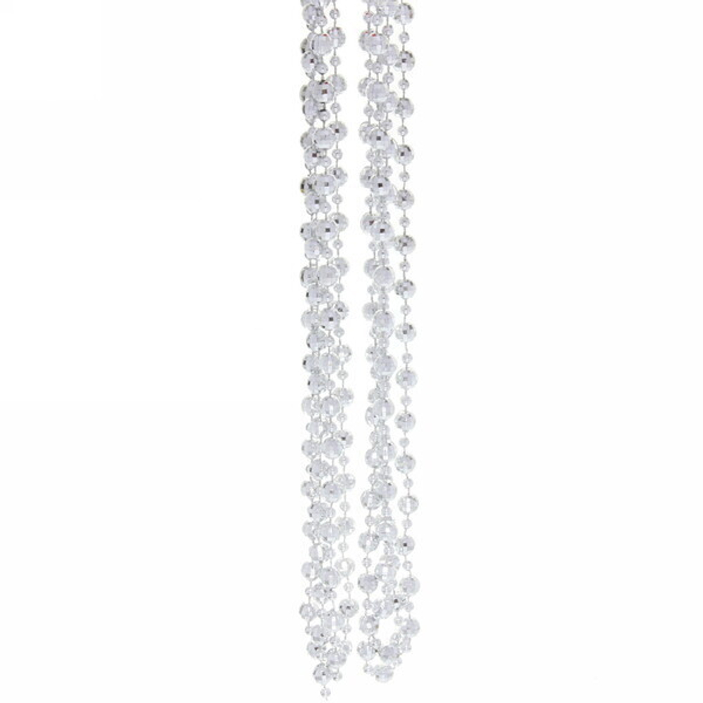 Бусы на елку 2,5м «Шарик Дискобол» d-5мм, Серебро