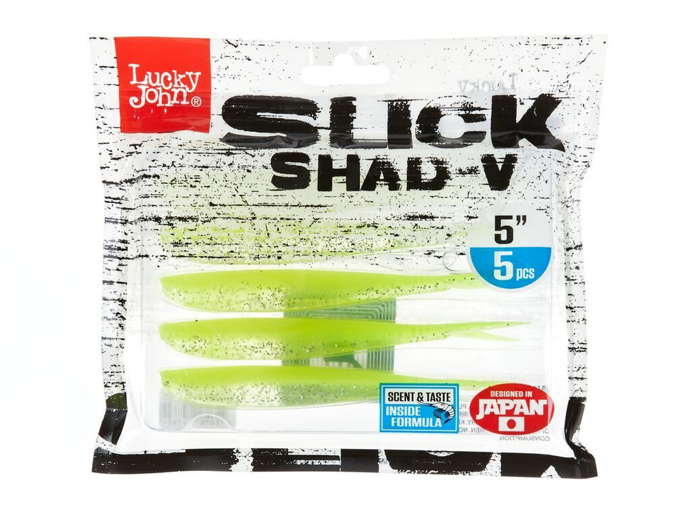 Виброхвост LJ 3D Slick Shad-V 5" (12.7 см), цвет 008, 5 шт.